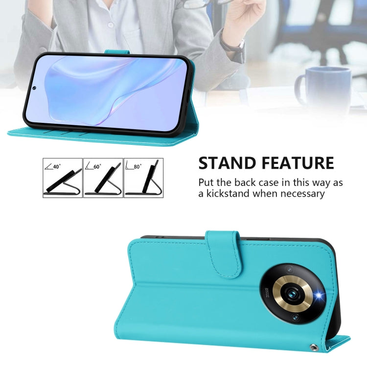 For Realme Narzo 60 Pro Global Skin Feel Solid Color Leather Phone Case with Lanyard