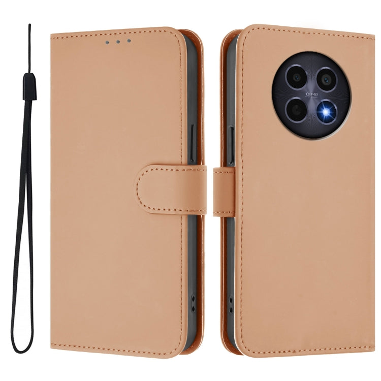 For Realme 12 5G Global Skin Feel Solid Color Leather Phone Case with Lanyard