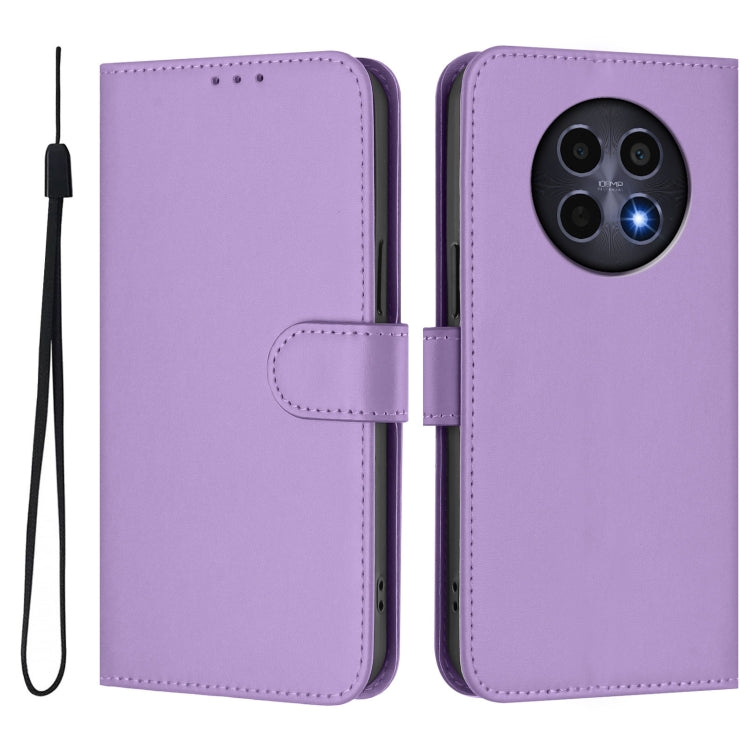 For Realme 12 5G Global Skin Feel Solid Color Leather Phone Case with Lanyard