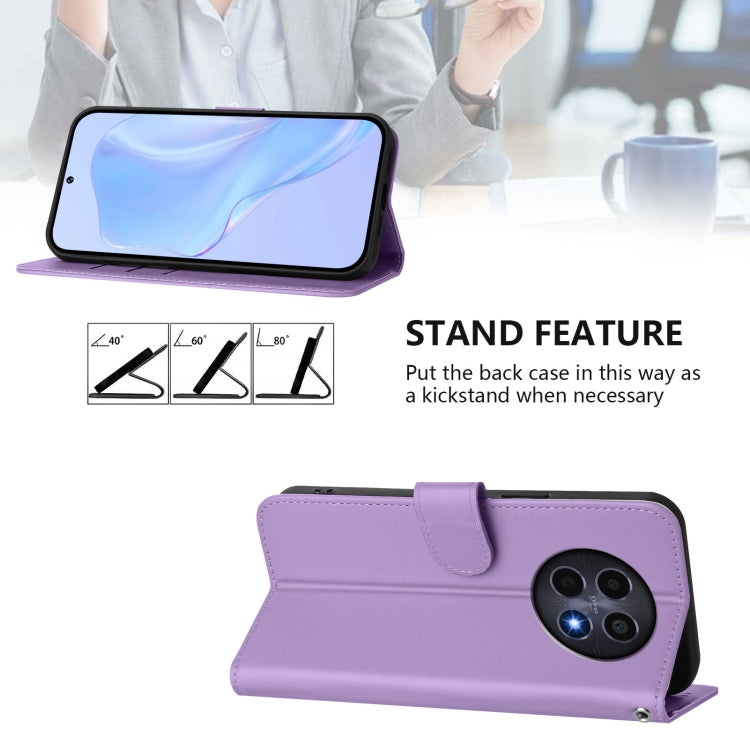 For Realme 12 5G Global Skin Feel Solid Color Leather Phone Case with Lanyard