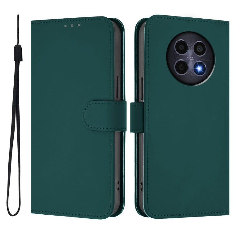 For Realme 12 5G Global Skin Feel Solid Color Leather Phone Case with Lanyard