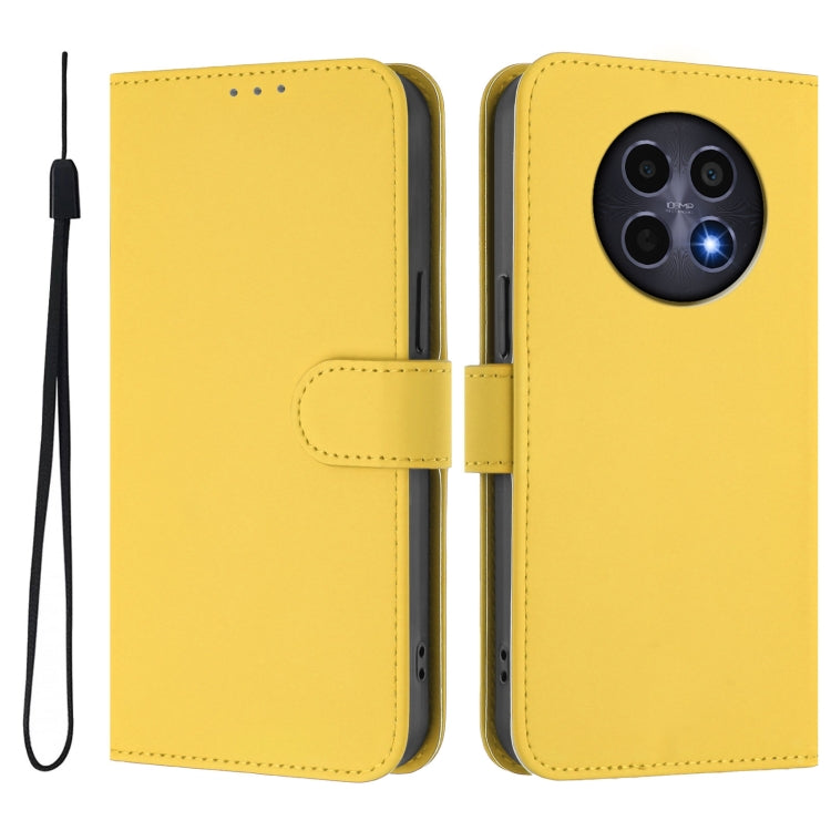 For Realme 12 5G Global Skin Feel Solid Color Leather Phone Case with Lanyard