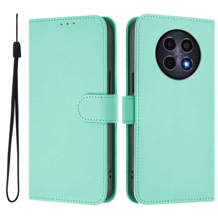 For Realme 12 5G Global Skin Feel Solid Color Leather Phone Case with Lanyard