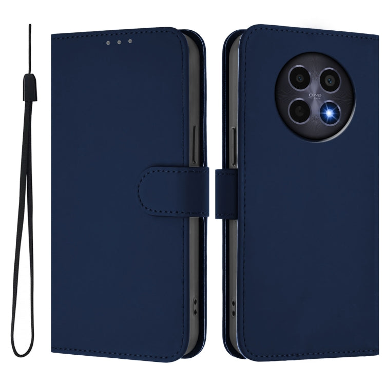 For Realme 12 5G Global Skin Feel Solid Color Leather Phone Case with Lanyard