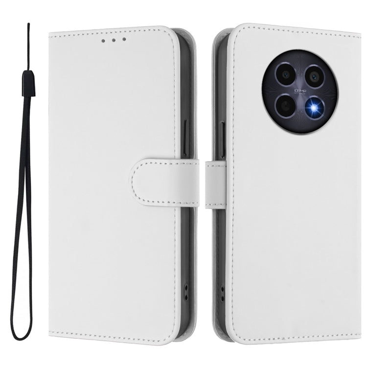 For Realme 12 5G Global Skin Feel Solid Color Leather Phone Case with Lanyard