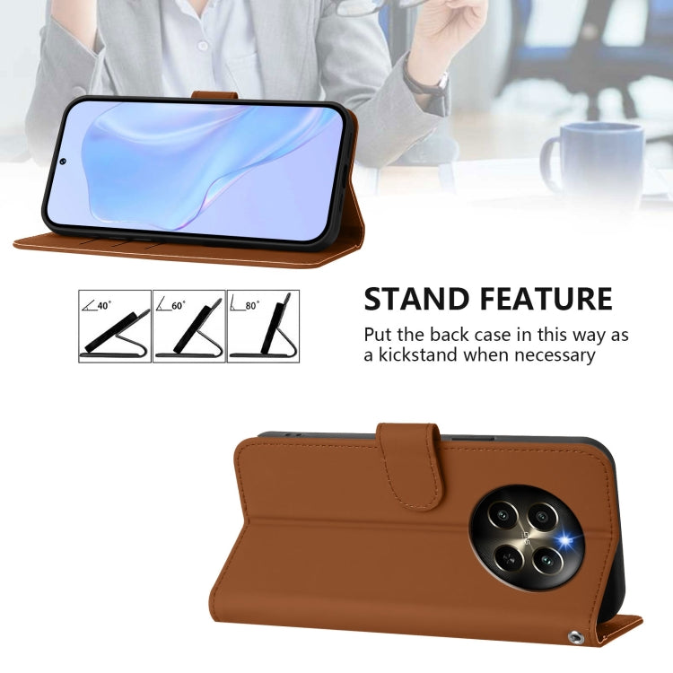 For Realme 12 Pro 5G Global Skin Feel Solid Color Leather Phone Case with Lanyard