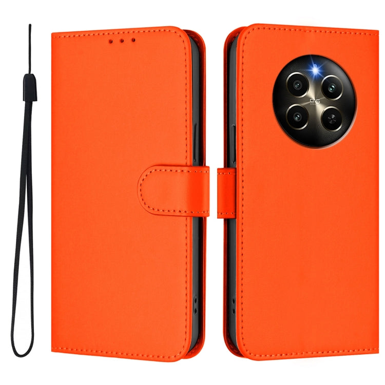 For Realme 12 Pro 5G Global Skin Feel Solid Color Leather Phone Case with Lanyard