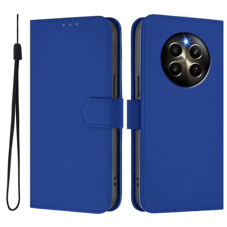 For Realme 12 Pro 5G Global Skin Feel Solid Color Leather Phone Case with Lanyard