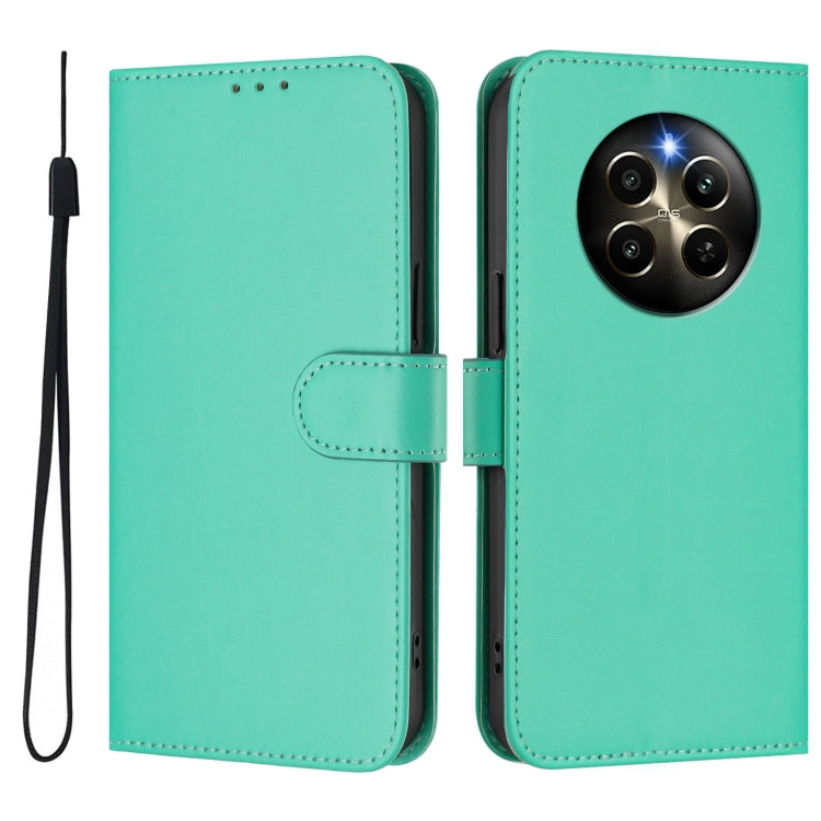 For Realme 12 Pro 5G Global Skin Feel Solid Color Leather Phone Case with Lanyard