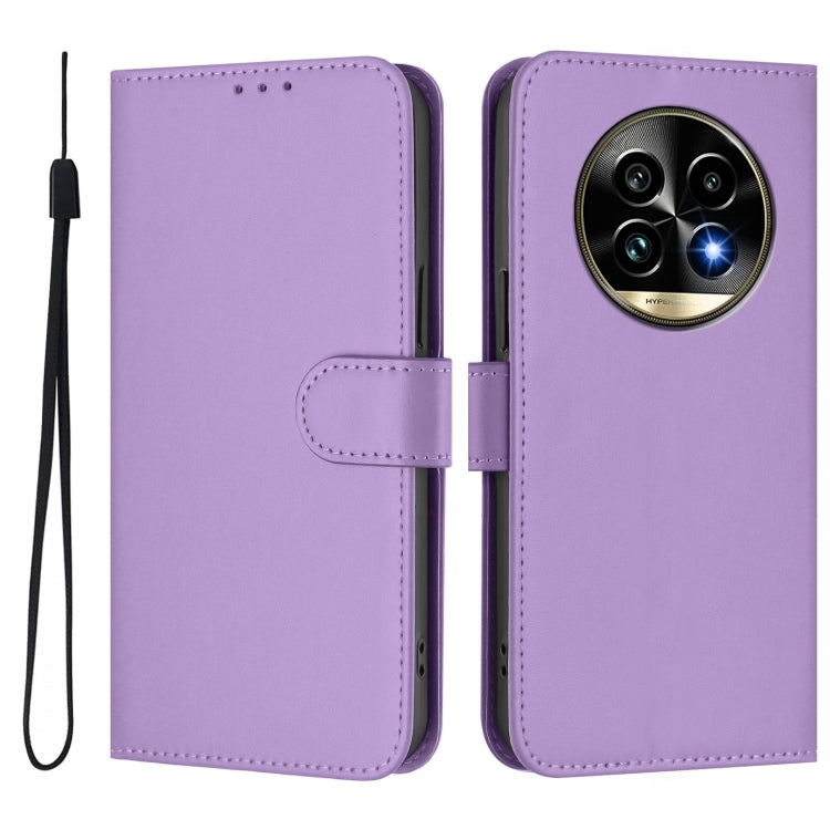 For Realme 13 Pro 5G / 13 Pro+ 5G Skin Feel Solid Color Leather Phone Case with Lanyard