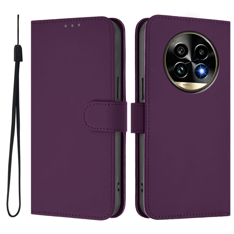 For Realme 13 Pro 5G / 13 Pro+ 5G Skin Feel Solid Color Leather Phone Case with Lanyard