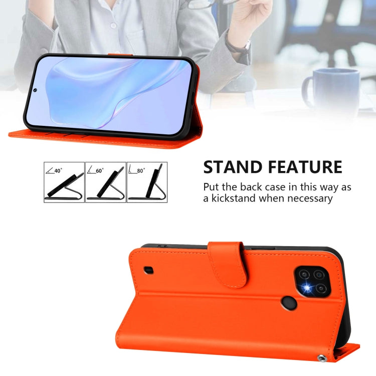 For Realme C20 / C11 2021 / C21 Skin Feel Solid Color Leather Phone Case with Lanyard