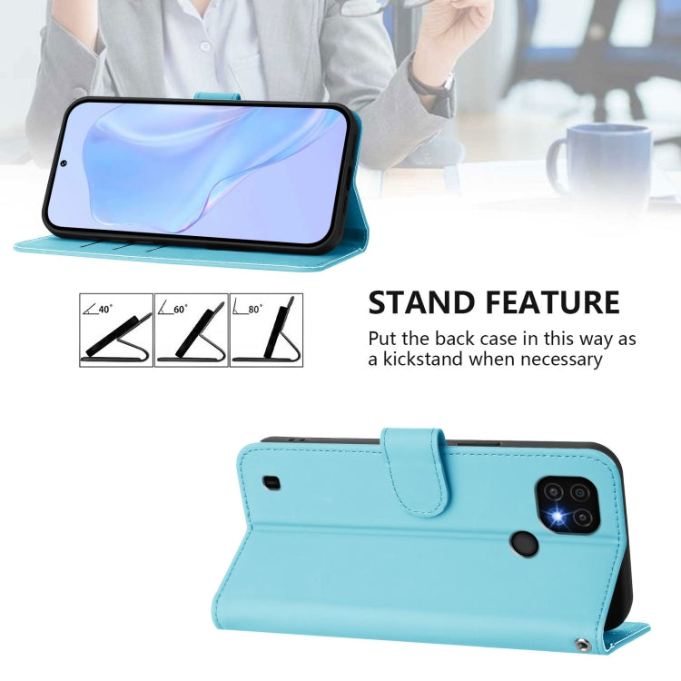 For Realme C20 / C11 2021 / C21 Skin Feel Solid Color Leather Phone Case with Lanyard