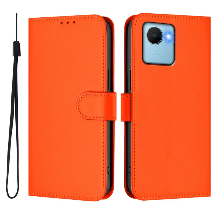 For Realme C30 4G / C30s Skin Feel Solid Color Leather Phone Case with Lanyard