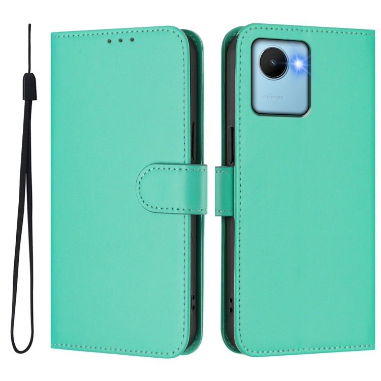 For Realme C30 4G / C30s Skin Feel Solid Color Leather Phone Case with Lanyard