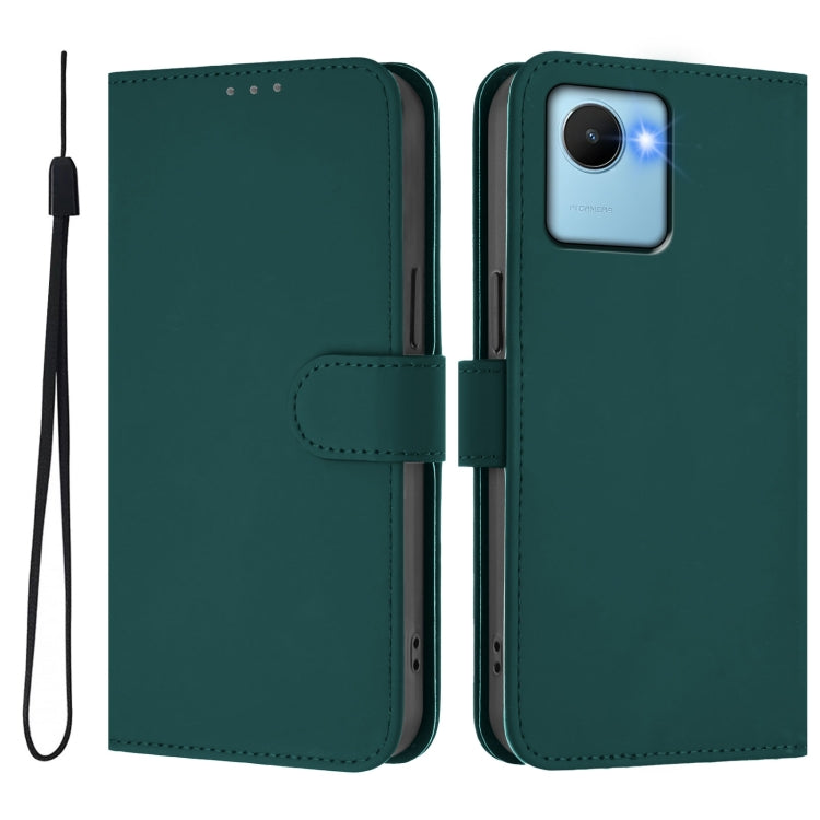 For Realme C30 4G / C30s Skin Feel Solid Color Leather Phone Case with Lanyard
