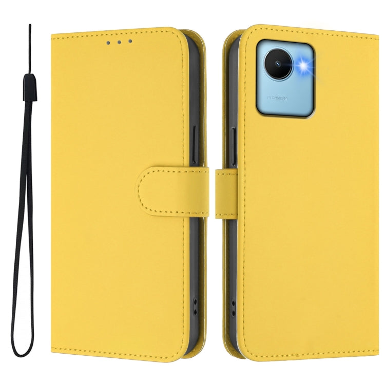 For Realme C30 4G / C30s Skin Feel Solid Color Leather Phone Case with Lanyard