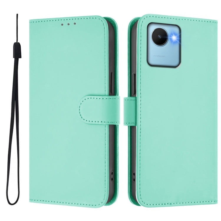 For Realme C30 4G / C30s Skin Feel Solid Color Leather Phone Case with Lanyard