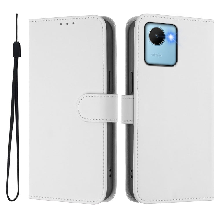 For Realme C30 4G / C30s Skin Feel Solid Color Leather Phone Case with Lanyard