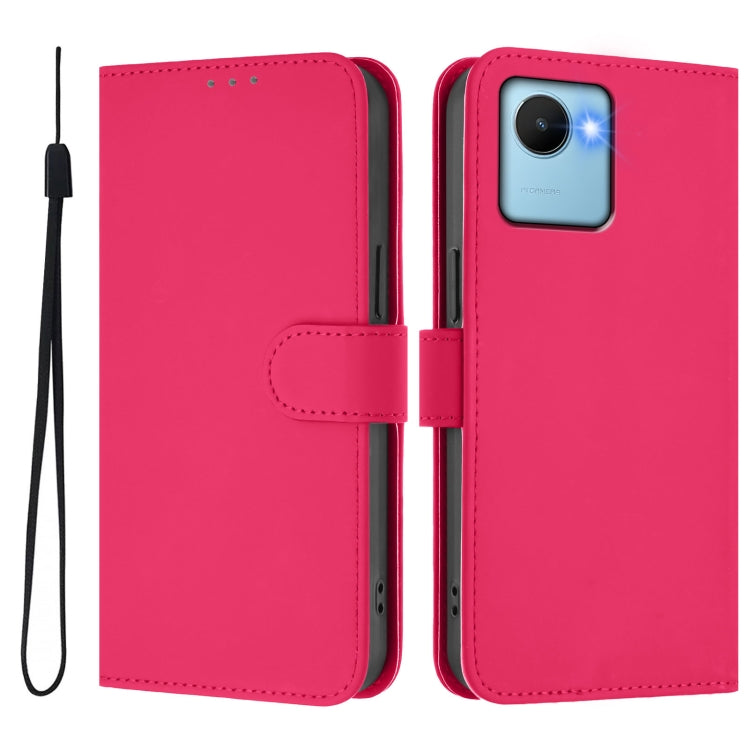 For Realme C30 4G / C30s Skin Feel Solid Color Leather Phone Case with Lanyard