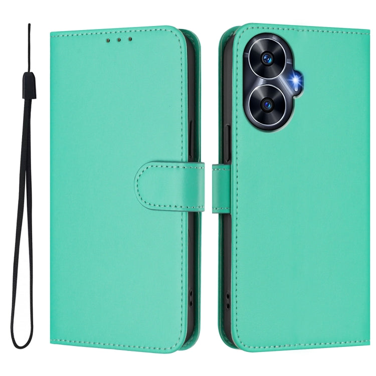 For Realme C55 4G Global Skin Feel Solid Color Leather Phone Case with Lanyard