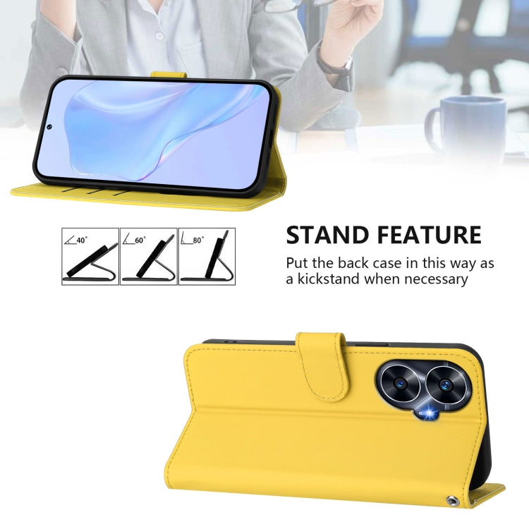 For Realme C55 4G Global Skin Feel Solid Color Leather Phone Case with Lanyard
