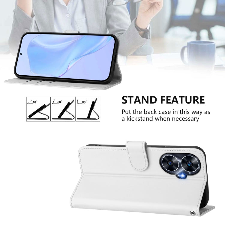 For Realme C55 4G Global Skin Feel Solid Color Leather Phone Case with Lanyard
