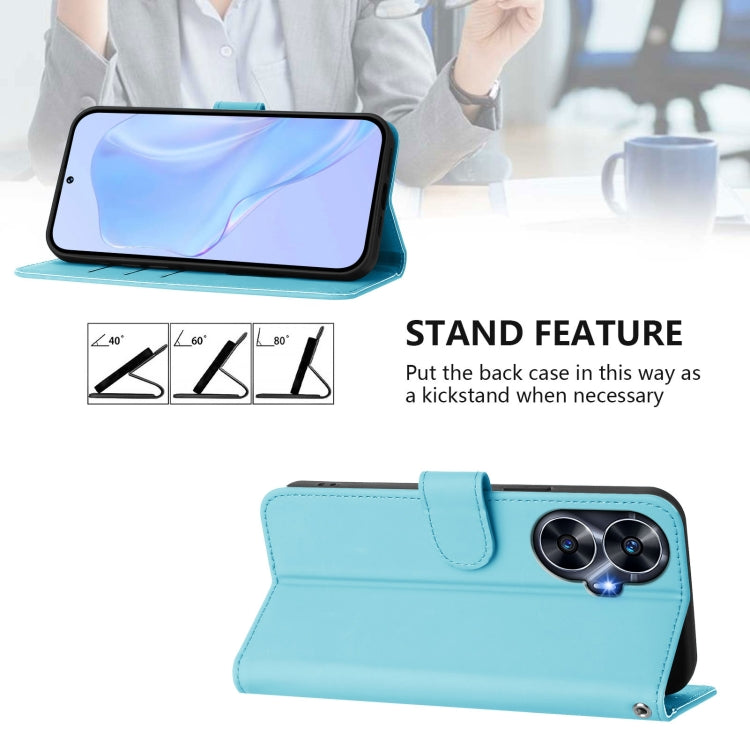 For Realme C55 4G Global Skin Feel Solid Color Leather Phone Case with Lanyard