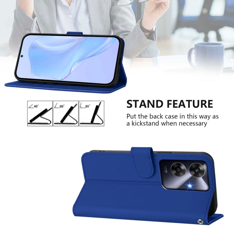For Realme C63 Global Skin Feel Solid Color Leather Phone Case with Lanyard