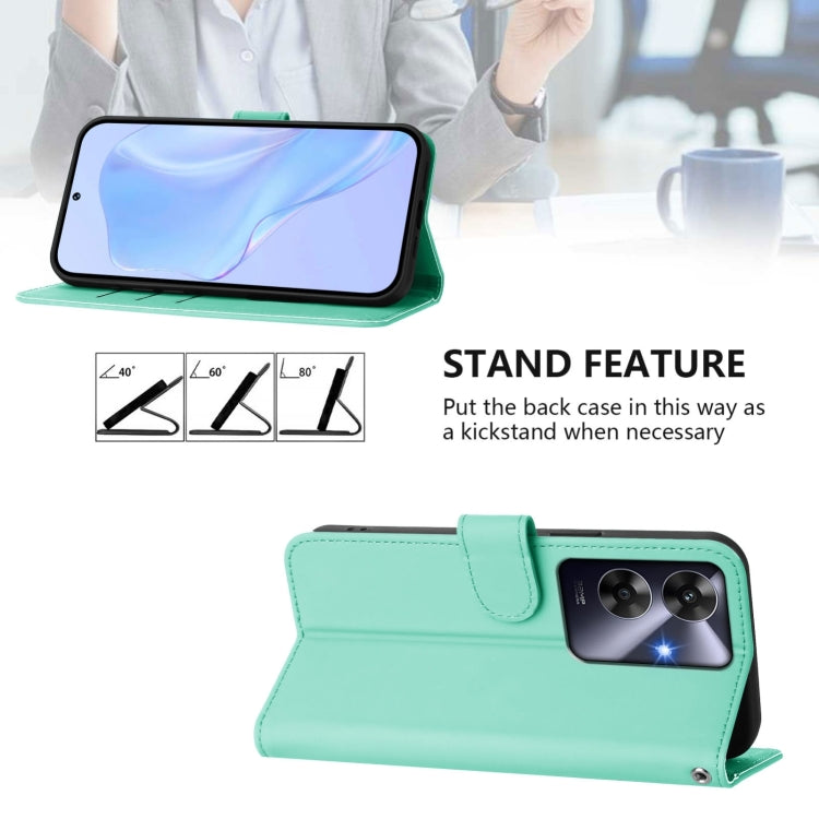 For Realme C63 Global Skin Feel Solid Color Leather Phone Case with Lanyard