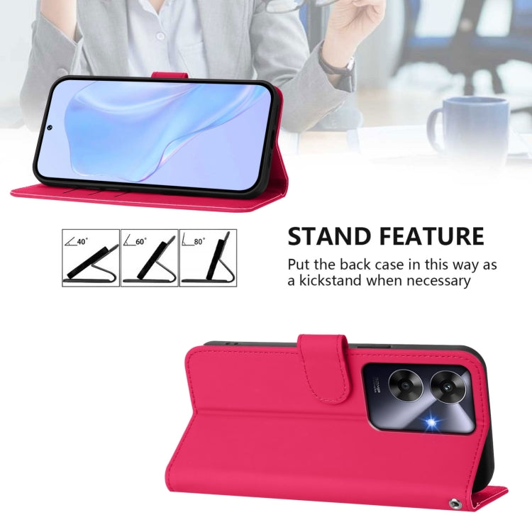 For Realme C63 Global Skin Feel Solid Color Leather Phone Case with Lanyard