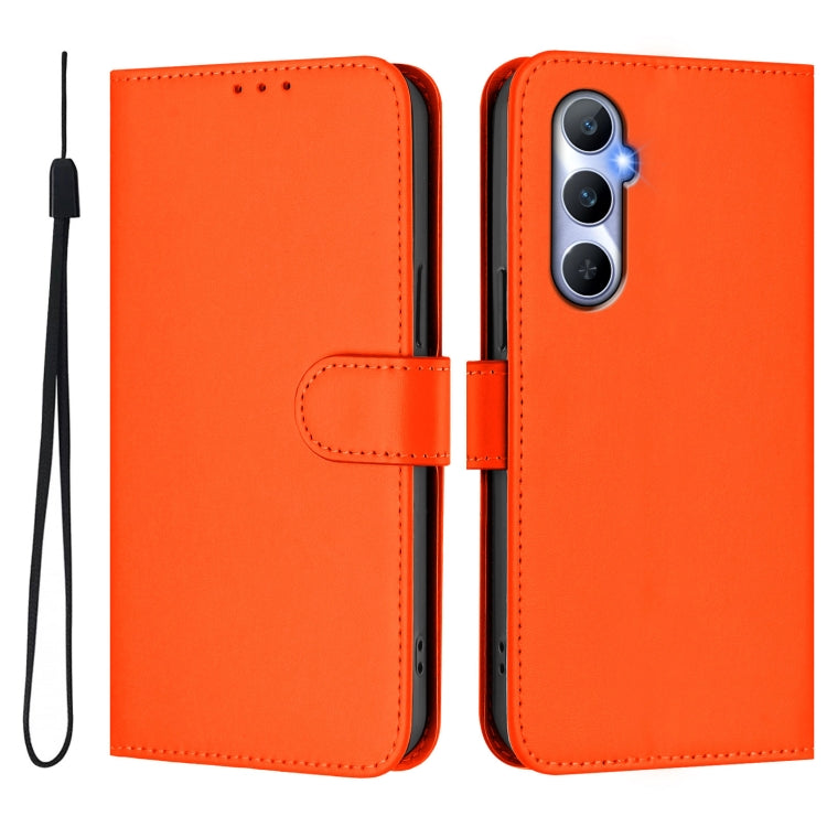 For Realme C65 4G Global Skin Feel Solid Color Leather Phone Case with Lanyard