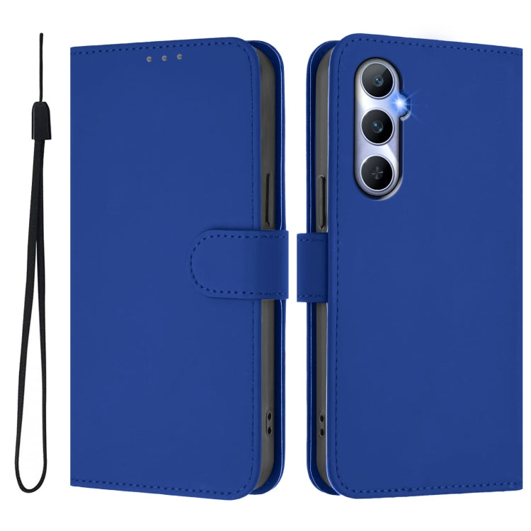 For Realme C65 4G Global Skin Feel Solid Color Leather Phone Case with Lanyard