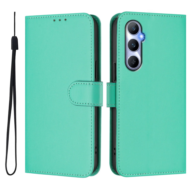 For Realme C65 4G Global Skin Feel Solid Color Leather Phone Case with Lanyard