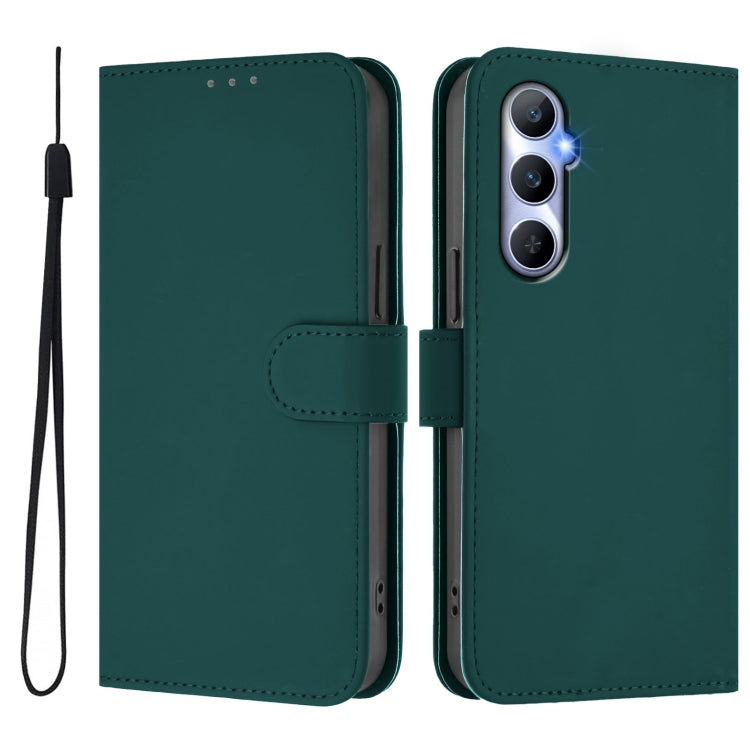 For Realme C65 4G Global Skin Feel Solid Color Leather Phone Case with Lanyard