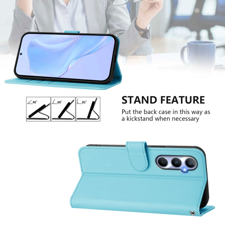 For Realme C65 4G Global Skin Feel Solid Color Leather Phone Case with Lanyard
