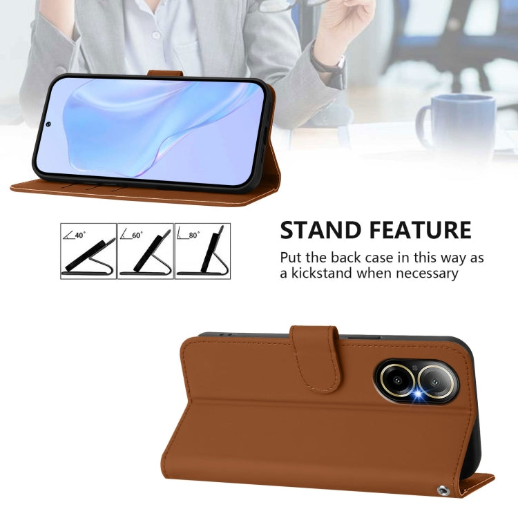 For Realme C67 4G Global Skin Feel Solid Color Leather Phone Case with Lanyard