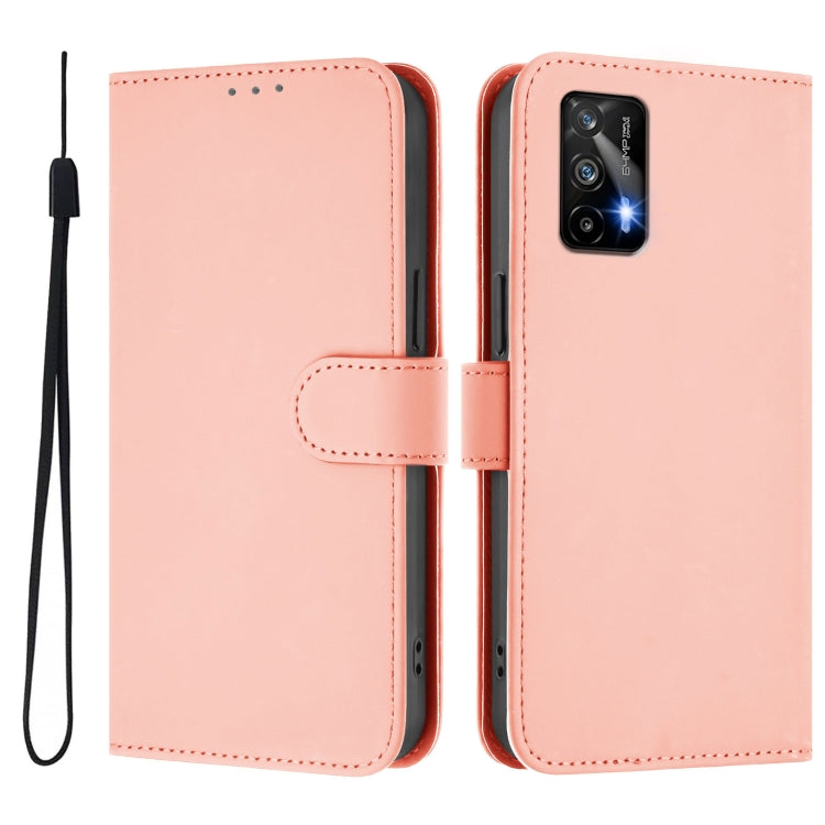 For Realme GT 5G / GT Neo 5G Skin Feel Solid Color Leather Phone Case with Lanyard