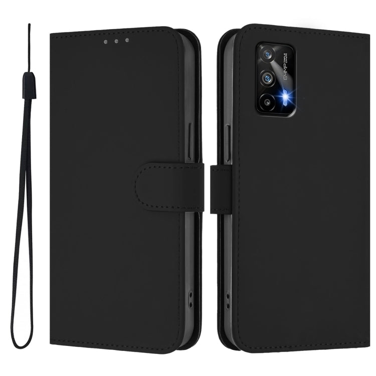 For Realme GT 5G / GT Neo 5G Skin Feel Solid Color Leather Phone Case with Lanyard