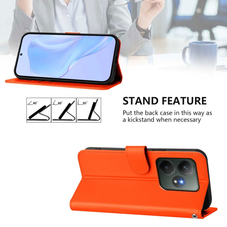 For Realme GT 6 5G Global Skin Feel Solid Color Leather Phone Case with Lanyard