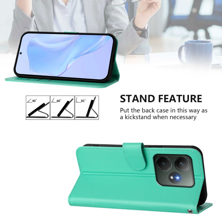 For Realme GT 6 5G Global Skin Feel Solid Color Leather Phone Case with Lanyard