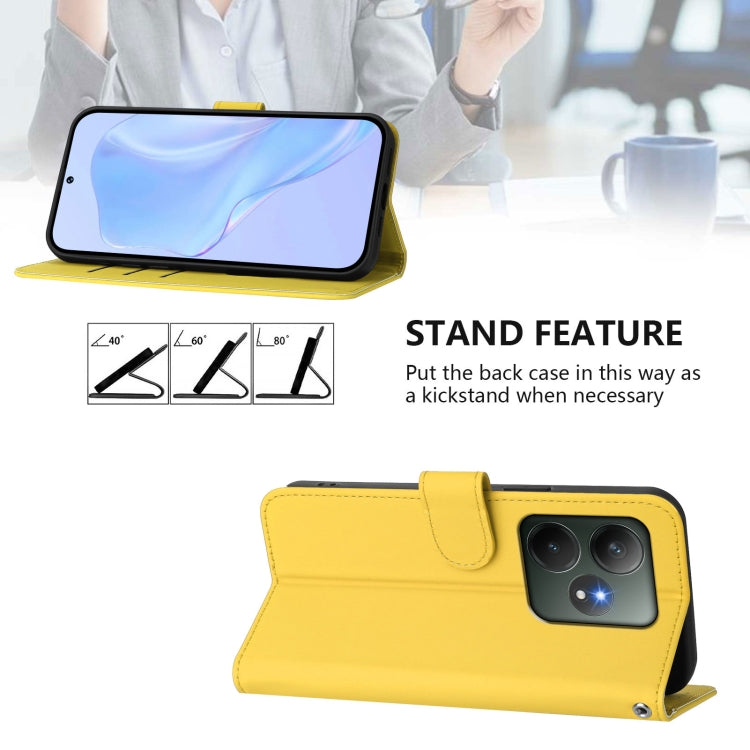 For Realme GT 6 5G Global Skin Feel Solid Color Leather Phone Case with Lanyard