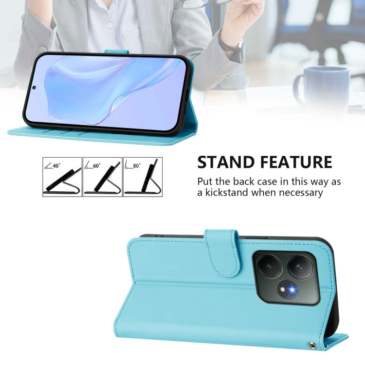 For Realme GT 6 5G Global Skin Feel Solid Color Leather Phone Case with Lanyard