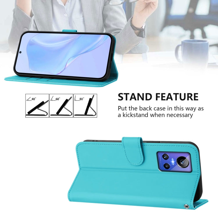 For Realme GT Neo 3 Skin Feel Solid Color Leather Phone Case with Lanyard