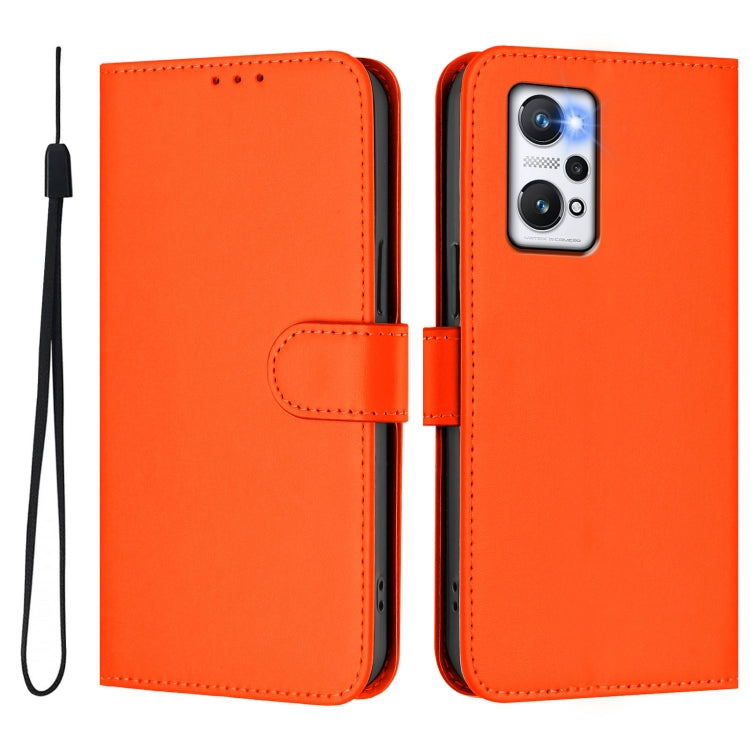 For Realme GT Neo 3T Skin Feel Solid Color Leather Phone Case with Lanyard