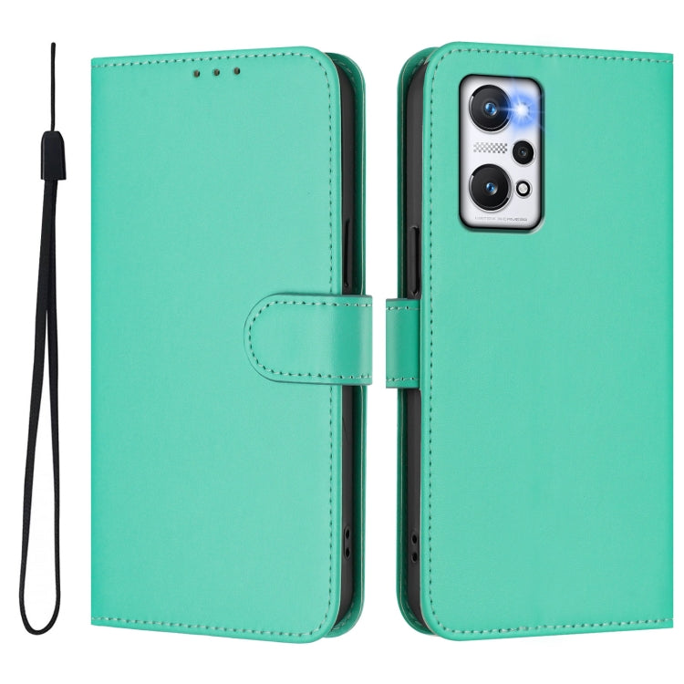 For Realme GT Neo 3T Skin Feel Solid Color Leather Phone Case with Lanyard