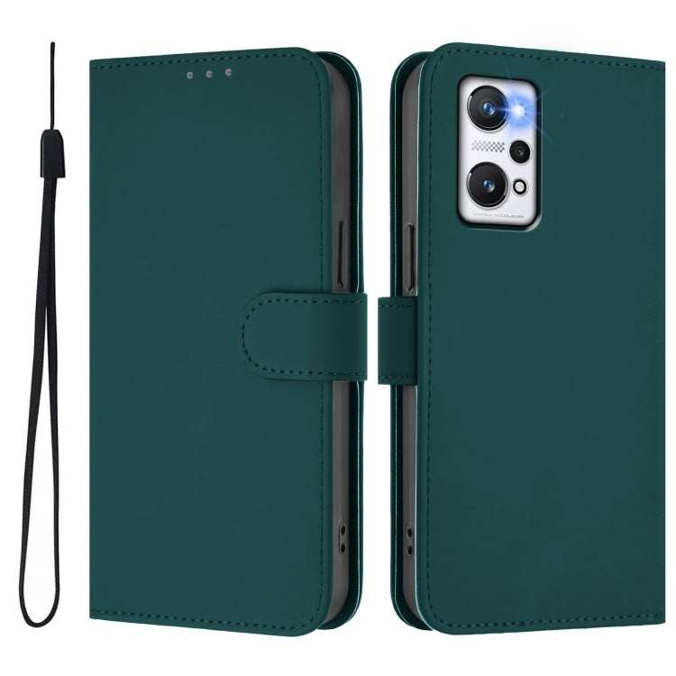 For Realme GT Neo 3T Skin Feel Solid Color Leather Phone Case with Lanyard