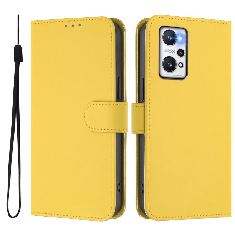 For Realme GT Neo 3T Skin Feel Solid Color Leather Phone Case with Lanyard