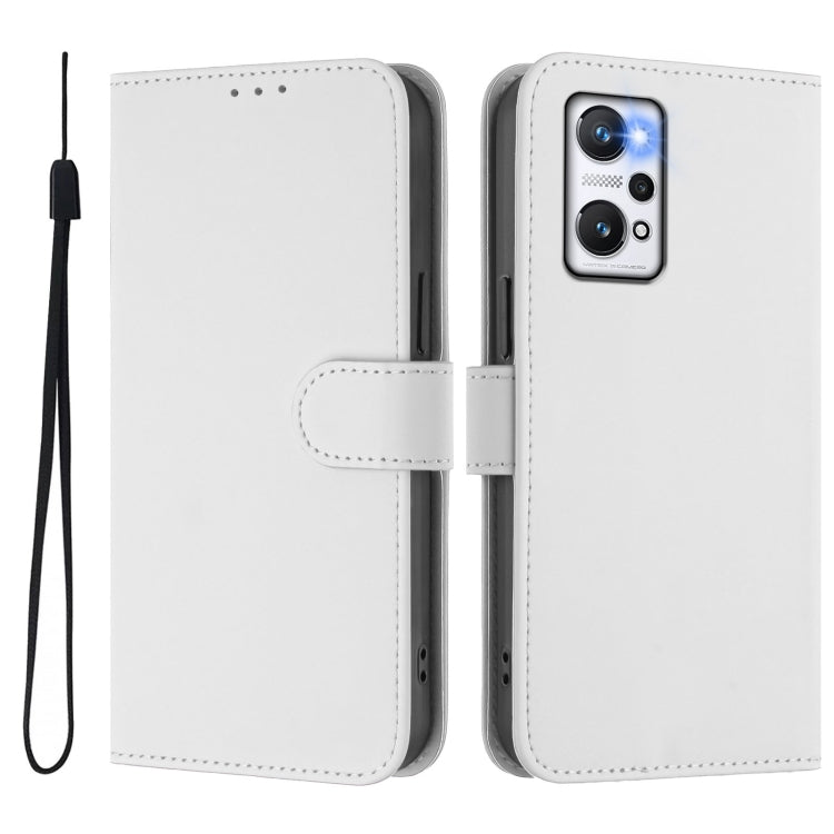 For Realme GT Neo 3T Skin Feel Solid Color Leather Phone Case with Lanyard