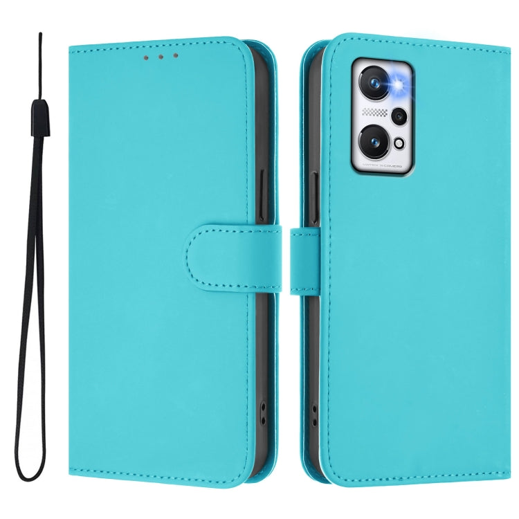 For Realme GT Neo 3T Skin Feel Solid Color Leather Phone Case with Lanyard